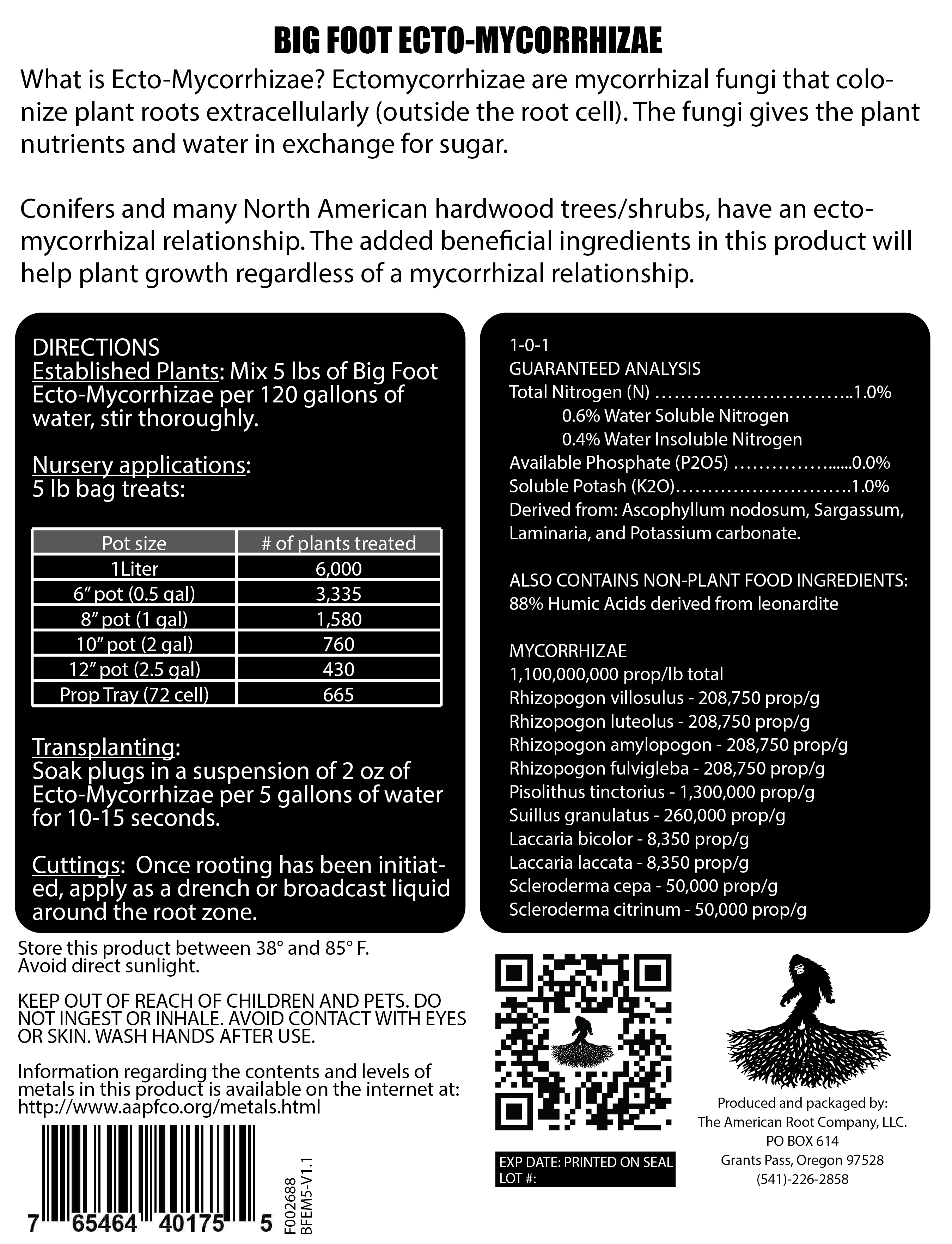 Big Foot Microbes - Wholesale Fertilizer - Ecto Mycorrhizae fungi for tree and shrubs 20-2oz with box3