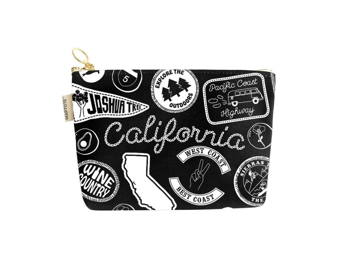 Maptote - Wholesale Pouch - Women's - California Pins & Patches Zipped Pouch1