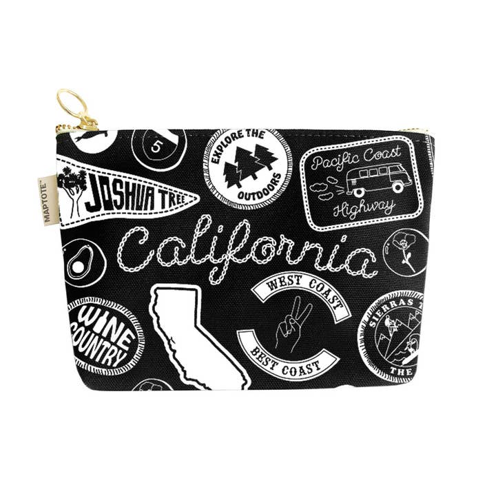 Maptote - Wholesale Pouch - Women's - California Pins & Patches Zipped Pouch1