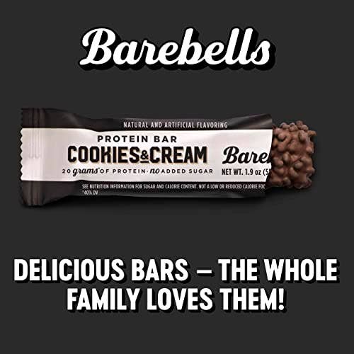 Shop The King - Wholesale Snack Bar - Barebells Protein Bars Cookies & Cream - 12 Count, 1.9oz Bars - Protein Snacks with 20g of High Protein - Chocolate Protein Bar with 1g of Total Sugars - On The Go Protein Snack & Breakfast Bars