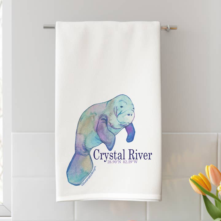 Asciugamano da cucina Manatee 27" x 27" per la vendita all'ingrosso da parte di Blue Poppy Designs