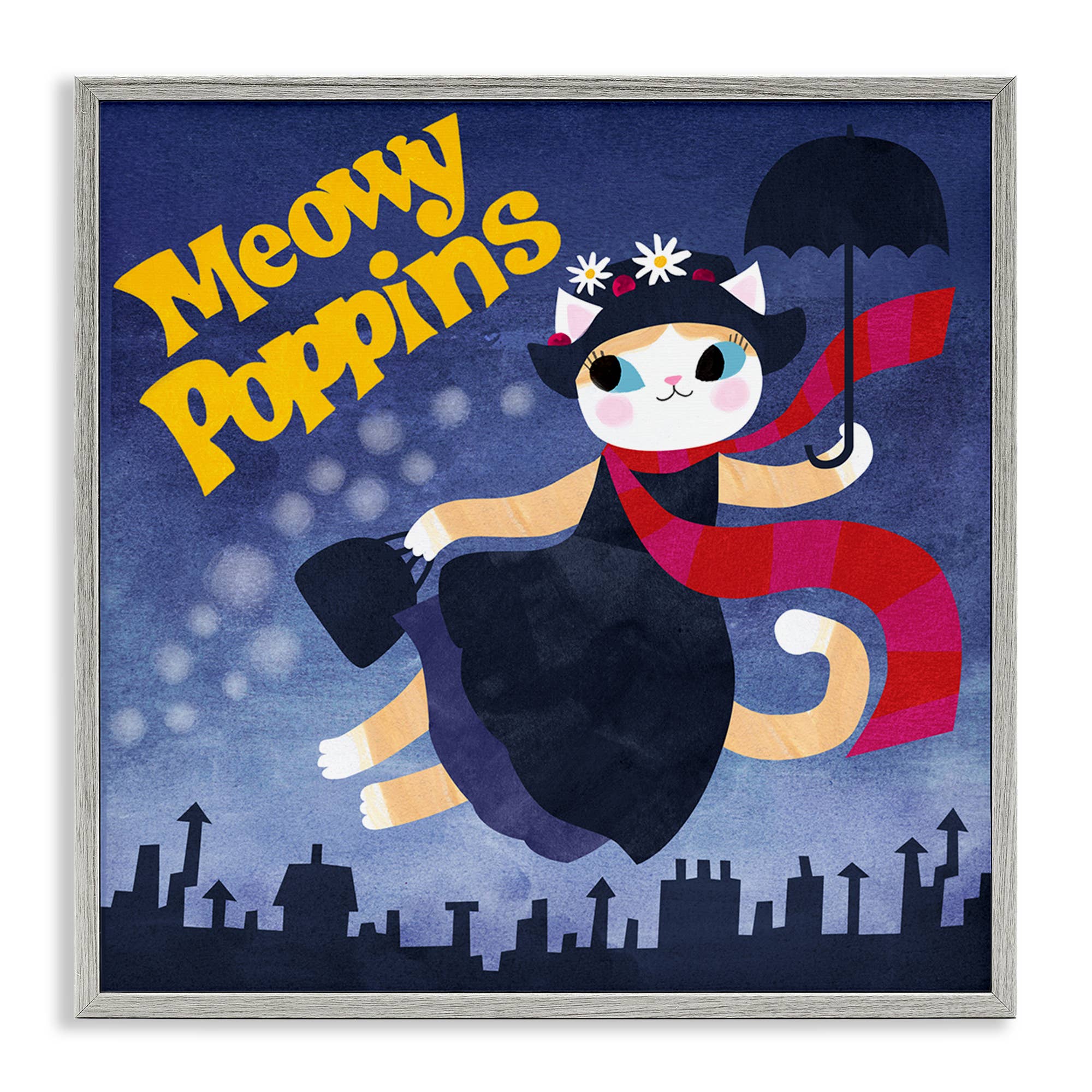 Stupell Industries - Wholesale Wall Sign - Meowy Poppins Cat Parody - Framed Wall Art20