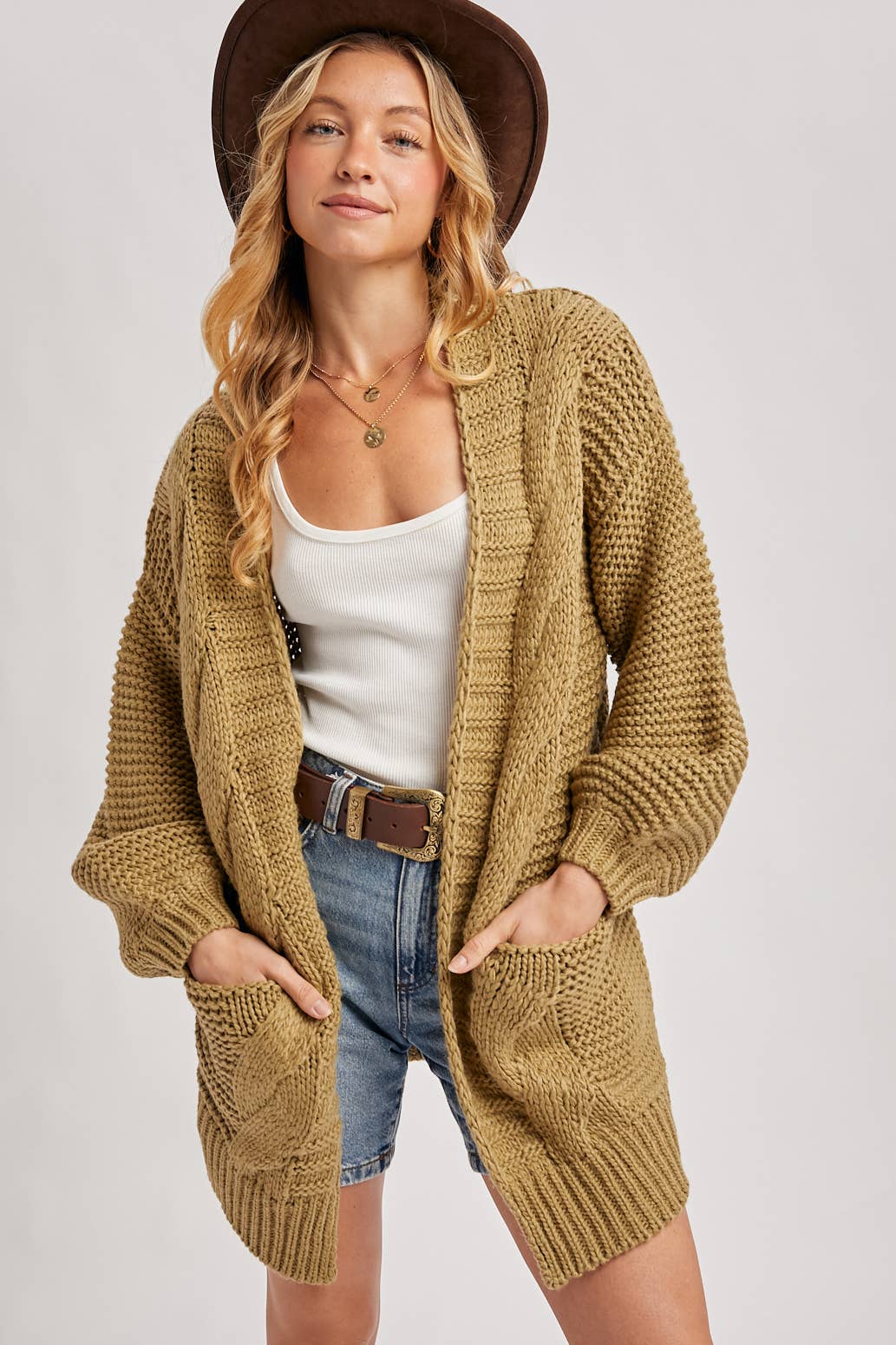 Bluivy - Vente Cardigan – femme - CARDIGAN À MANCHE LANTERNE À CÂBLE11