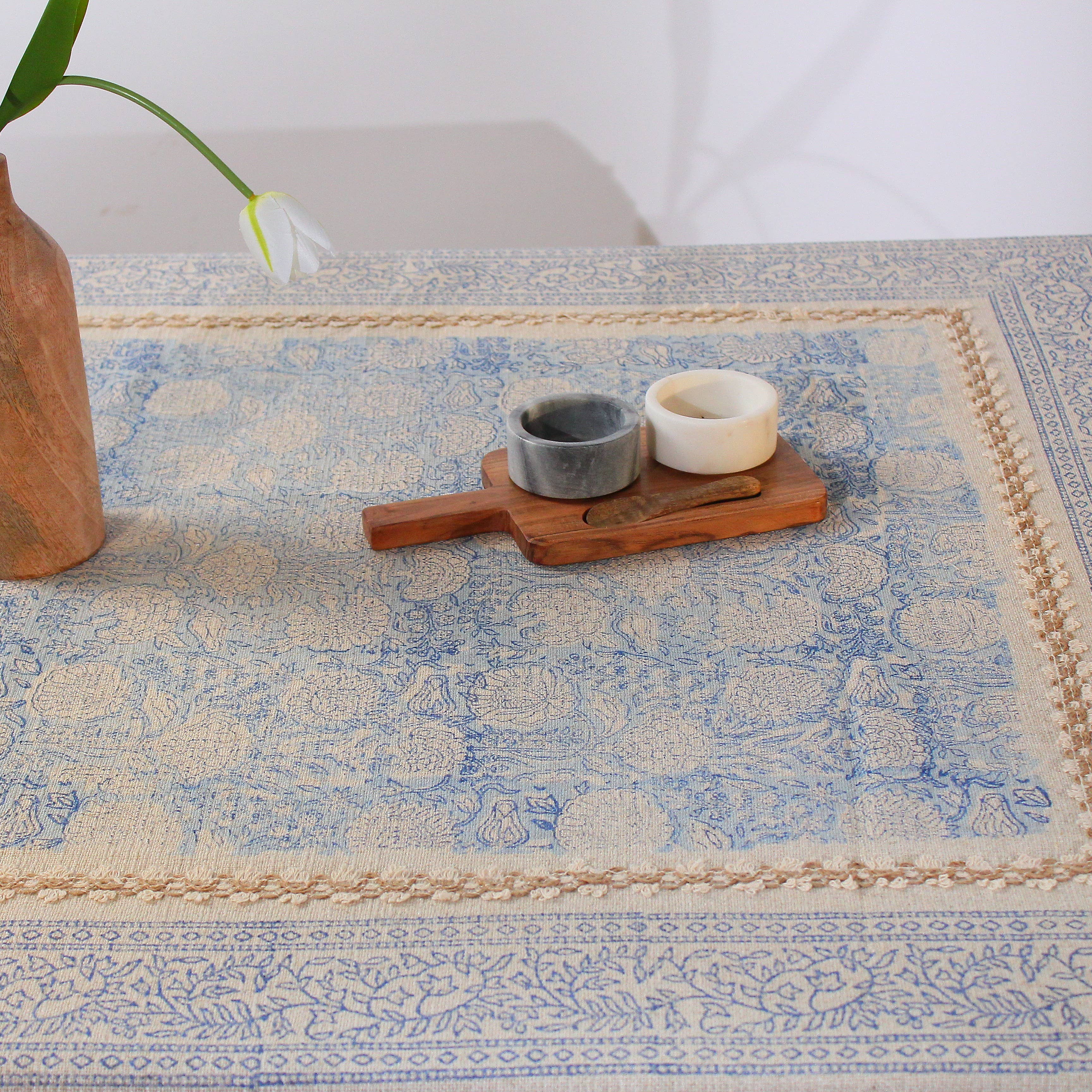 Eyda Homes - Wholesale Tablecloth - Handmade Cotton Tablecloth | Floral Block Print Table Cover14