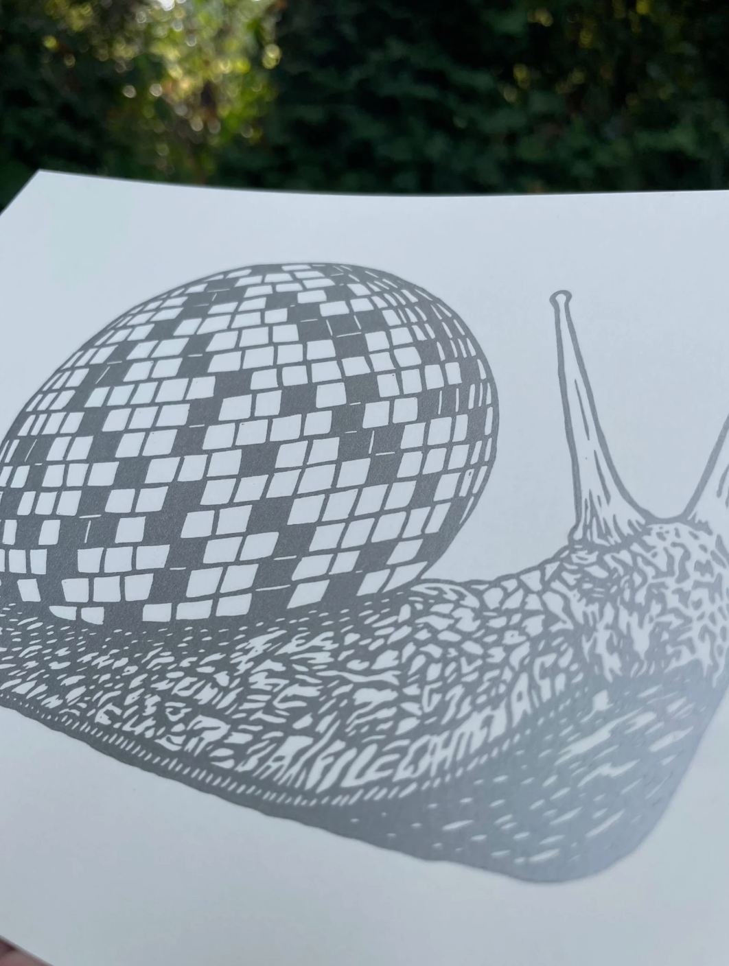 Augury Press – wholesale Art print – Disco Snail Linocut Print2