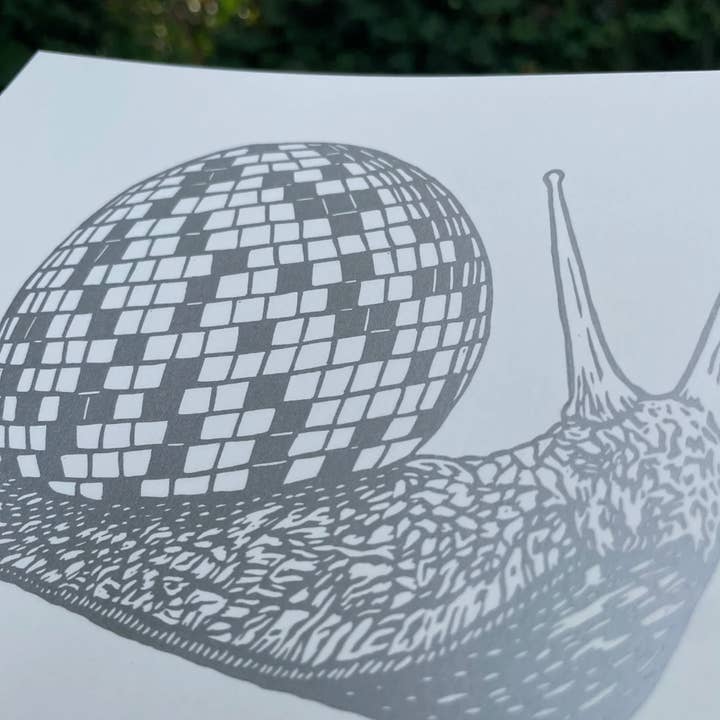 Augury Press – wholesale Art print – Disco Snail Linocut Print2