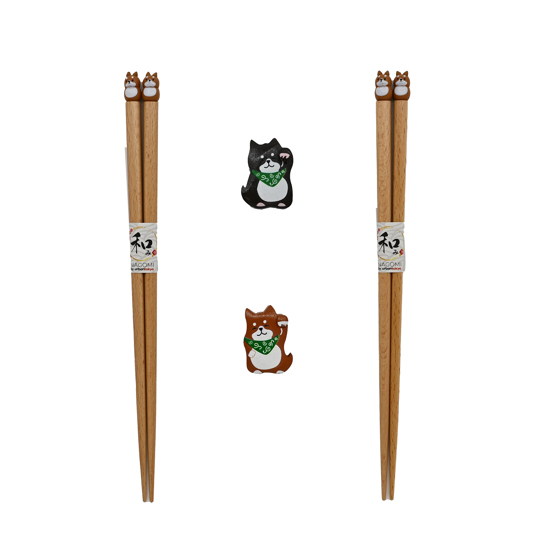Urban Tokyo – wholesale Ätpinnar – Shiba Inu 2 par träätpinnar och ätpinnestöd presentset (1/80)2