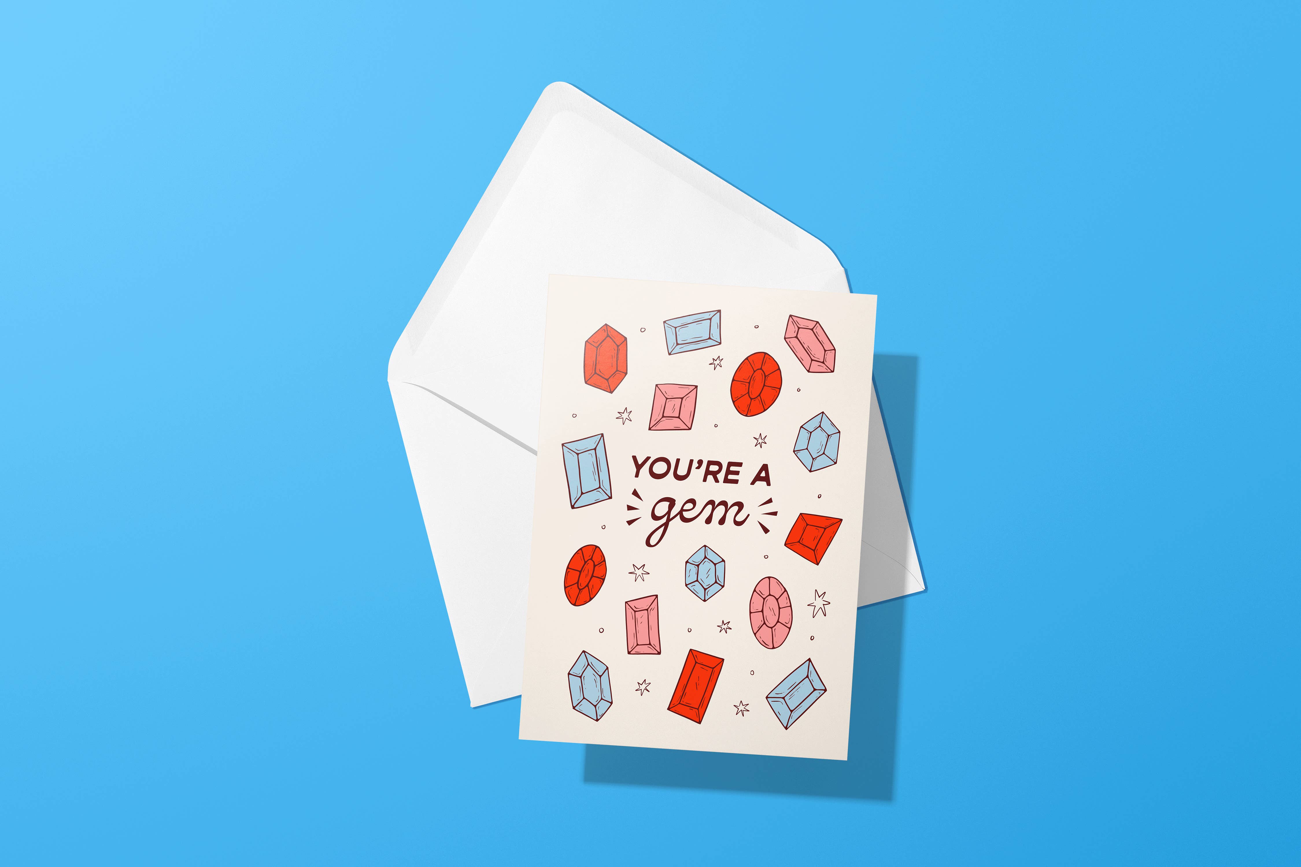 With Love, Coral - Wholesale Love Card - Valentine You're A Gem Greeting Card and Envelope
