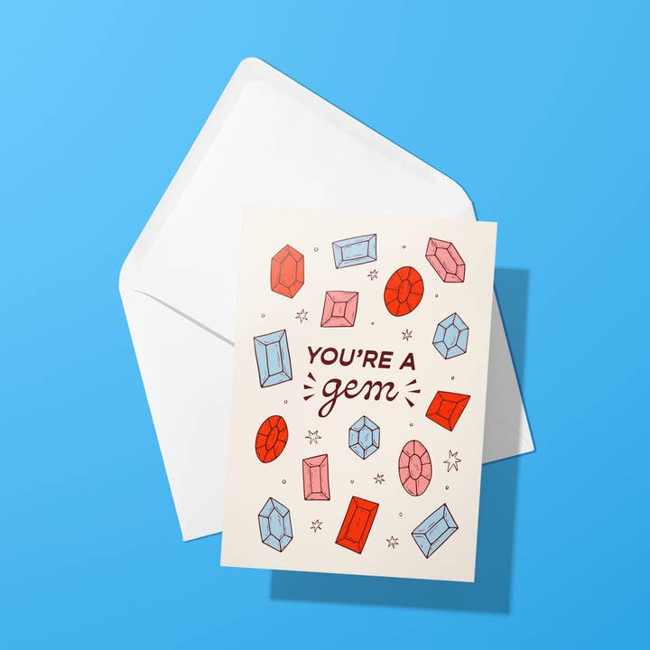 Valentine You're A Gem Greeting Card and Envelope for wholesale by With Love, Coral