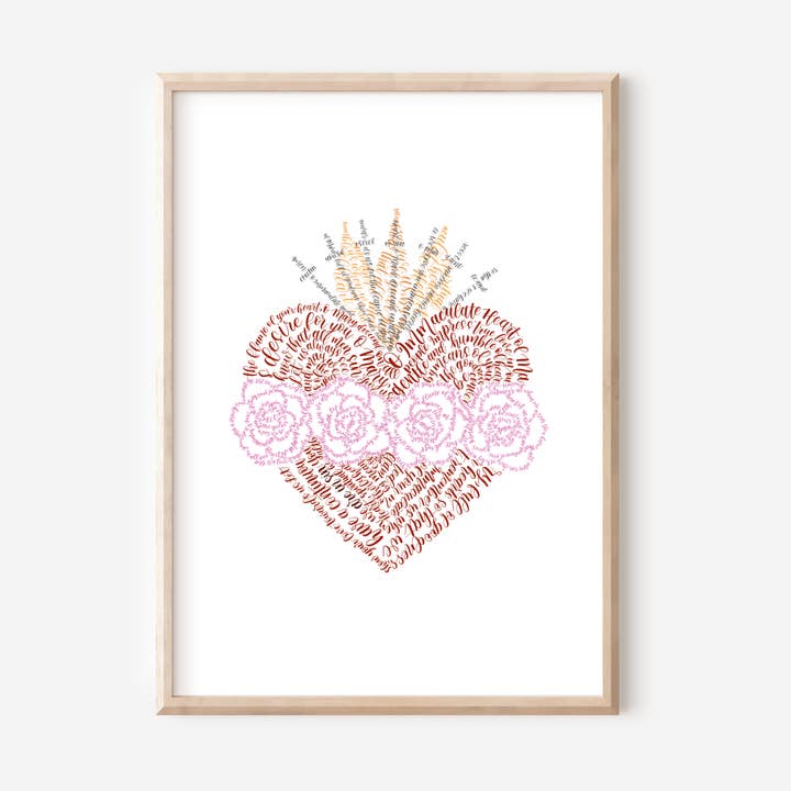 Immaculate Heart of Mary - Catholic Calligraphy Art for wholesale by Abiding Light Designs