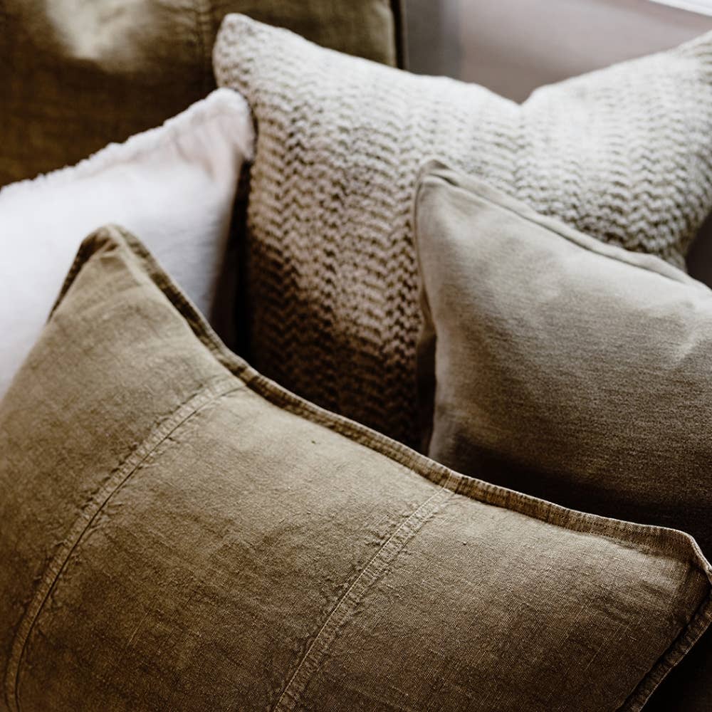 Luca Linen Cushion Cover - Olive for wholesale on Faire6