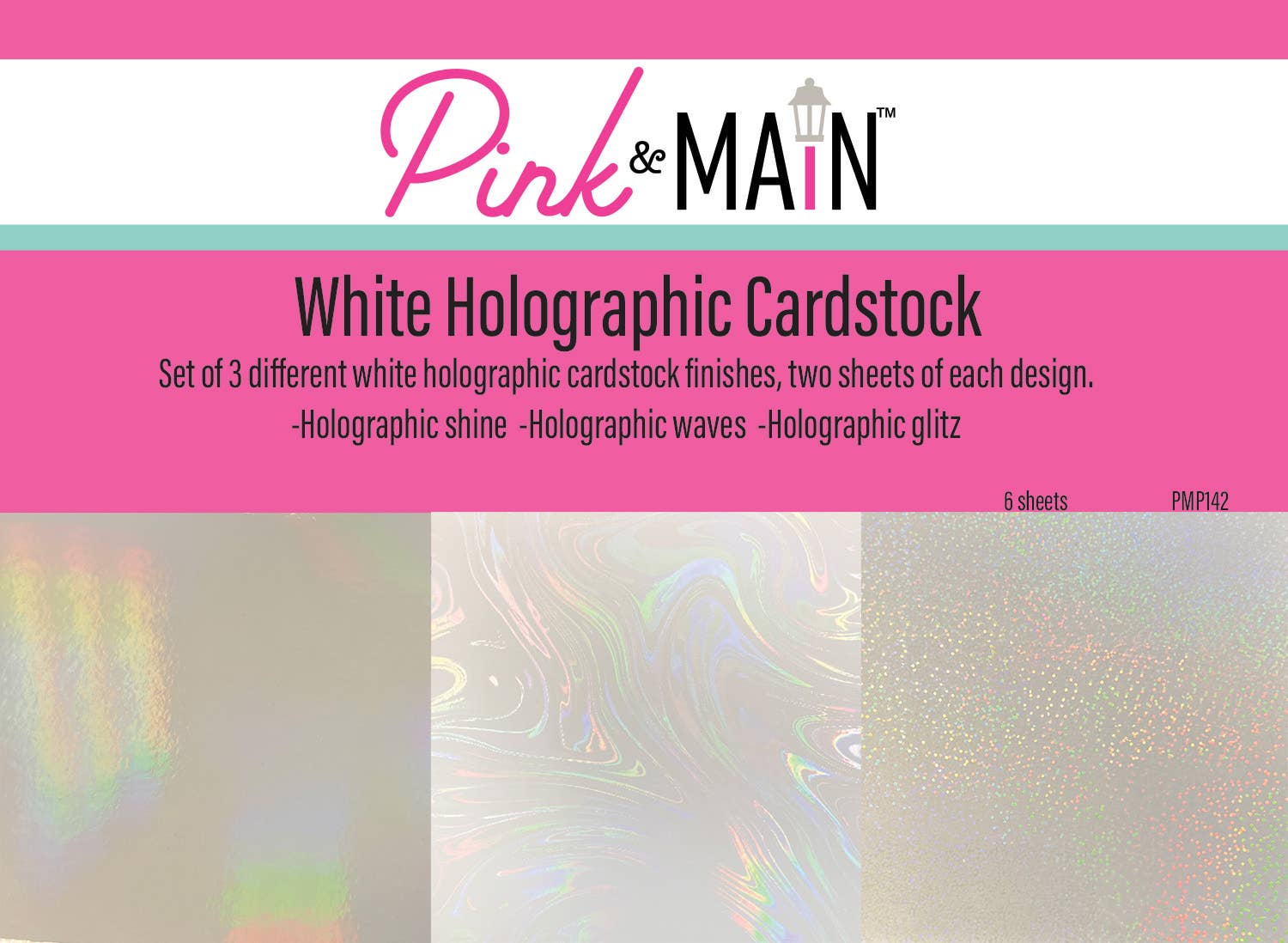 Pink and Main – Großhandel Bastelzubehör – Weißes holografisches Papierpaket 6x60