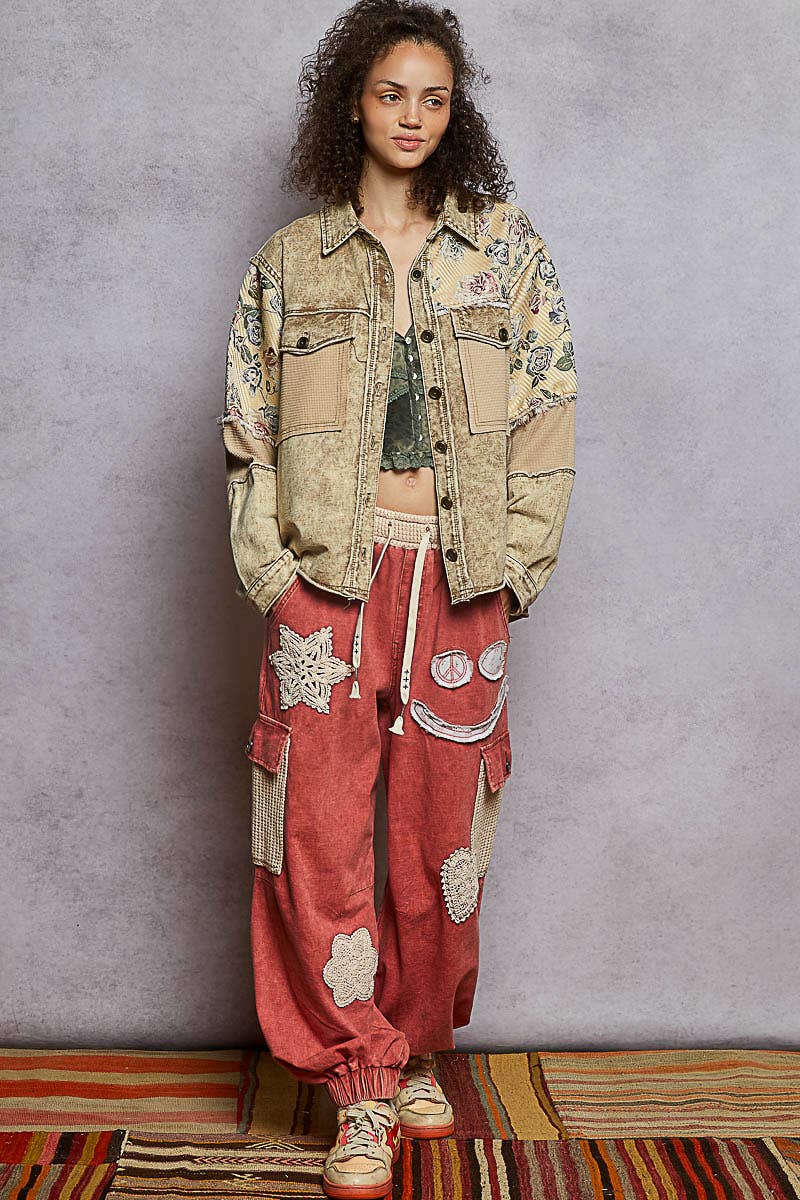 Pol Clothing - Wholesale Jacket - Women's - Long Sleeve French Terry Contrast Animal or Floral Jacket11