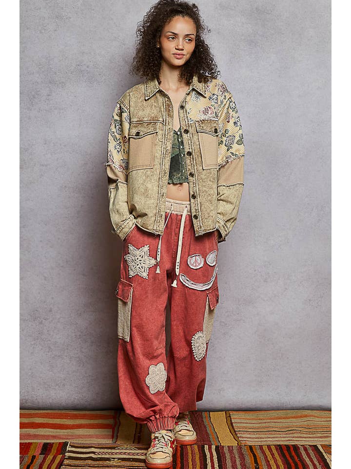 Pol Clothing - Wholesale Jacket - Women's - Long Sleeve French Terry Contrast Animal or Floral Jacket11