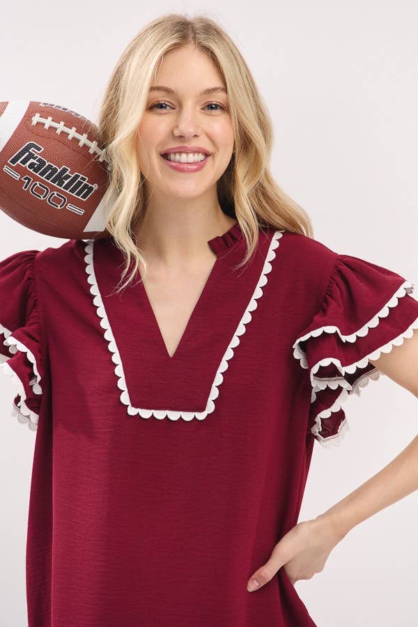 Sewn and Seen – Großhandel Bluse – Damen – Oberteil mit Rüschenärmeln und Muschelsaum16