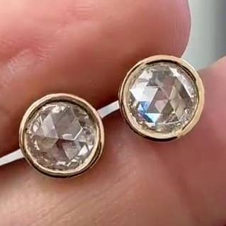 Rose cut Bezel Stud Earrings | IGI Certified for wholesale by Nova Jewels LA