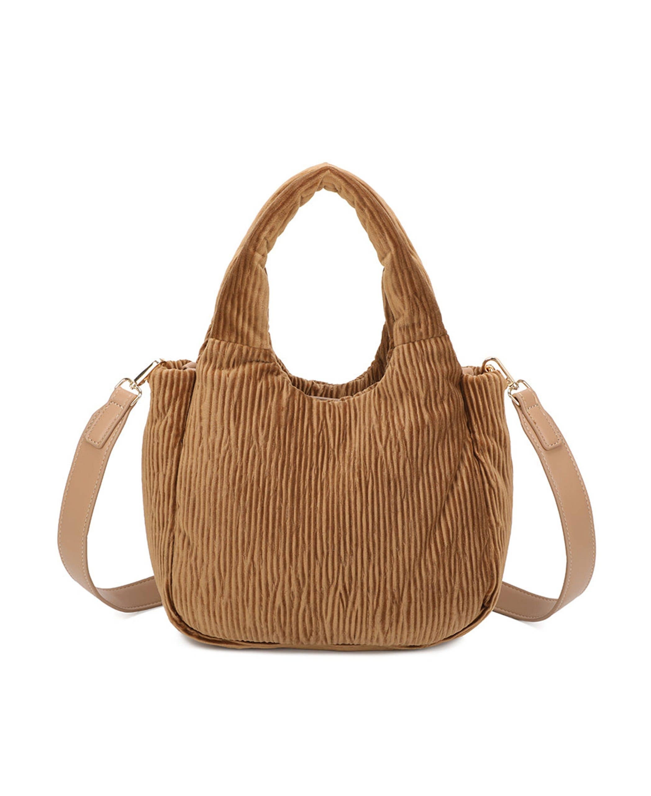 Ellas Trading - Venta al por mayor Bolso con correa - Mujer - Bolso de hombro tipo hobo acolchado de pana a la moda10