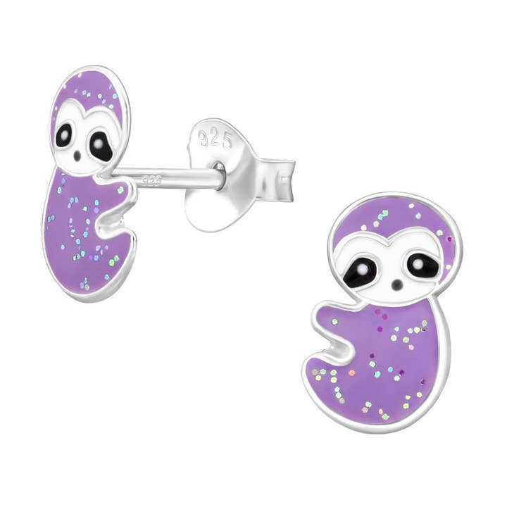Nakoa The Label - Wholesale Stud/post earrings - Silver Sloth Stud Earrings - Epoxy - Purple0