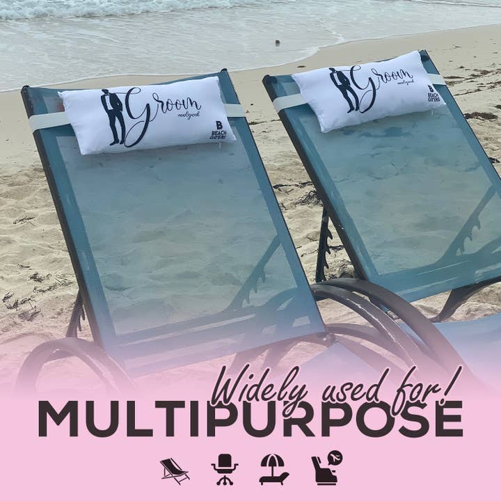 Beach Go'ers inc. - Venta al por mayor Accesorio para la playa - Juego de pinzas para toallas y almohadas para silla de playa impermeable para novio