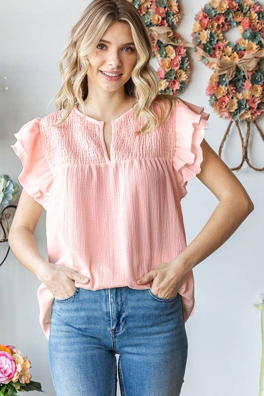 Vanilla Monkey - Vente Chemisier – femme - Blouse unie à double volant smockée4