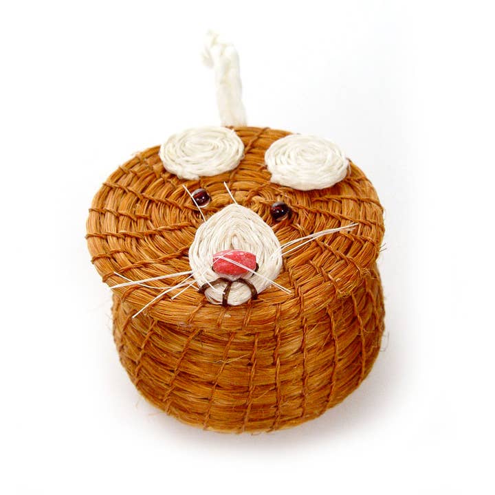 Toothy Mouse Lidded Basket for wholesale by Mbare Home + Gift