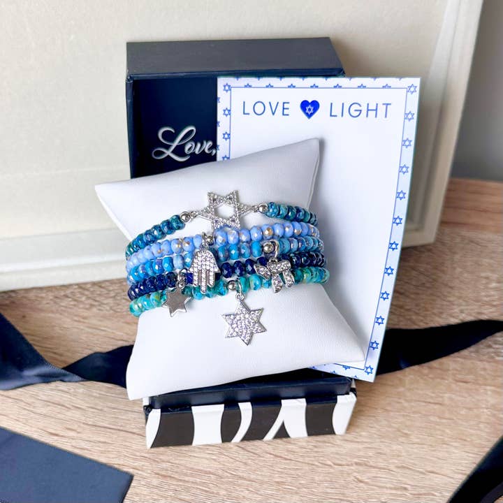 Love, Lisa - Wholesale Charm/Dangle Bracelet - Harper Chai Hamsa Star of David Stack of Judaic Bracelets