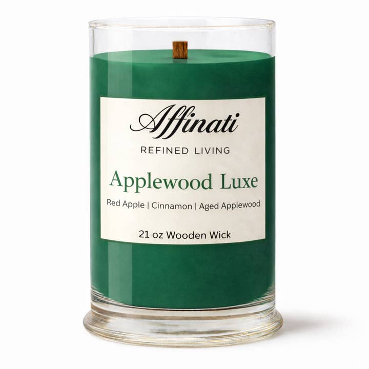 Applewood Luxe Holzdochtkerze – Luxus 21 oz Soja-Mischung | Affinati für den Großhandel von Affinati