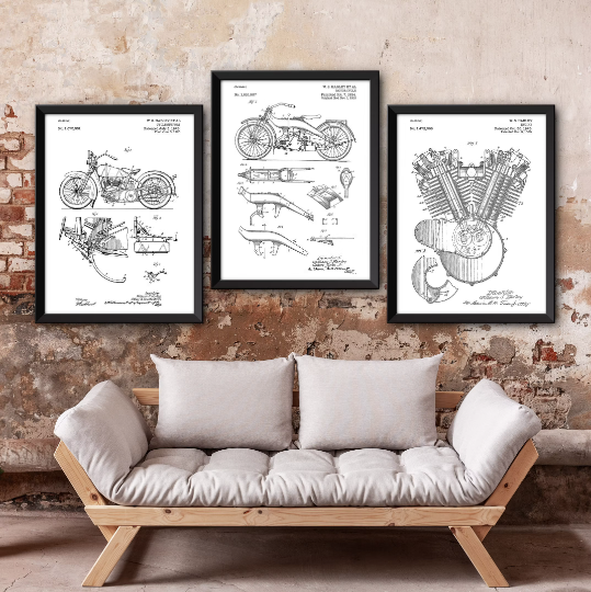 Artable – wholesale Galleriväggselement – Harley Davidson patenttryck, set om 38