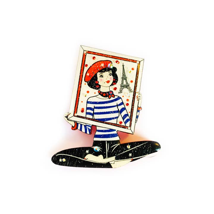 Rosie Rose Parker - Wholesale Brooch - french mine girl brooch Paris gifts quirky brooches unusual