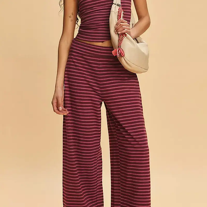 safistyle - Wholesale Lounge Set - Women's - Strapless Striped Casual Top Set1