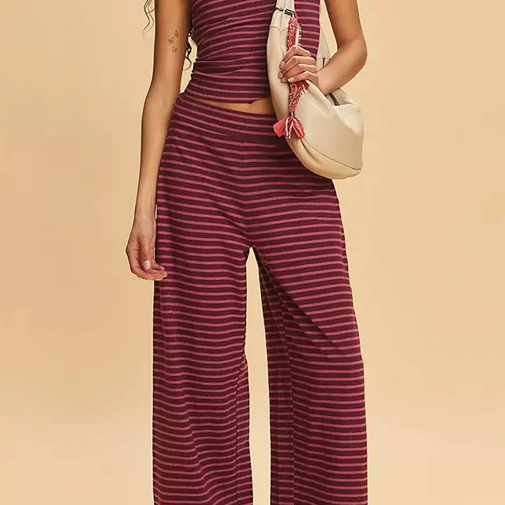 safistyle - Wholesale Lounge Set - Women's - Strapless Striped Casual Top Set1