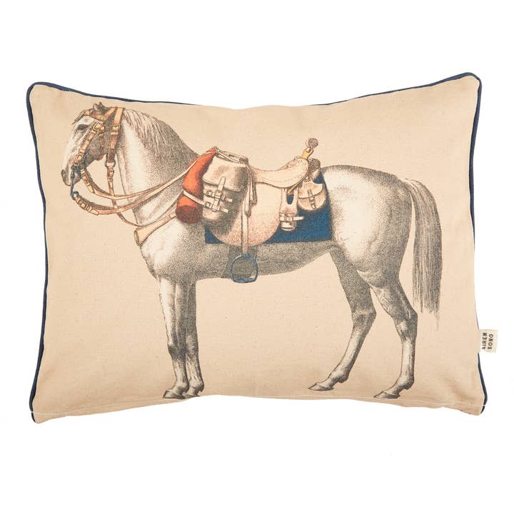 Cojín vintage de lona Cavalry 12"x16" | Decoración ecuestre para venta al por mayor de Siren Song