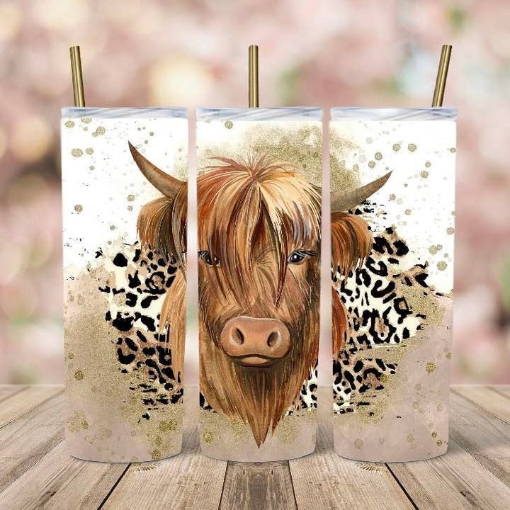 20oz highland cow western skinny tumbler for wholesale by Blackrockcreations