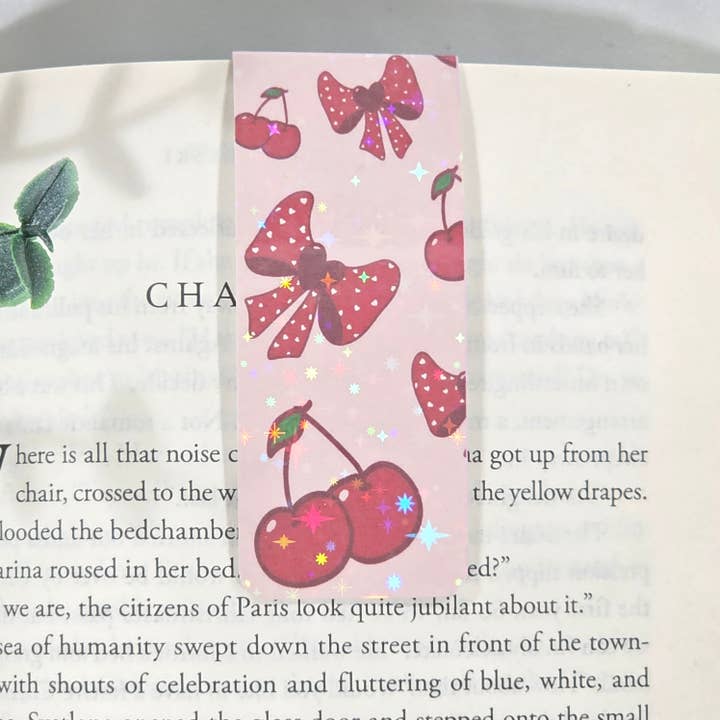 Cherry Bow | Sparkle Holographic Magnetic Bookmark for wholesale by GabStore Studio, LLC