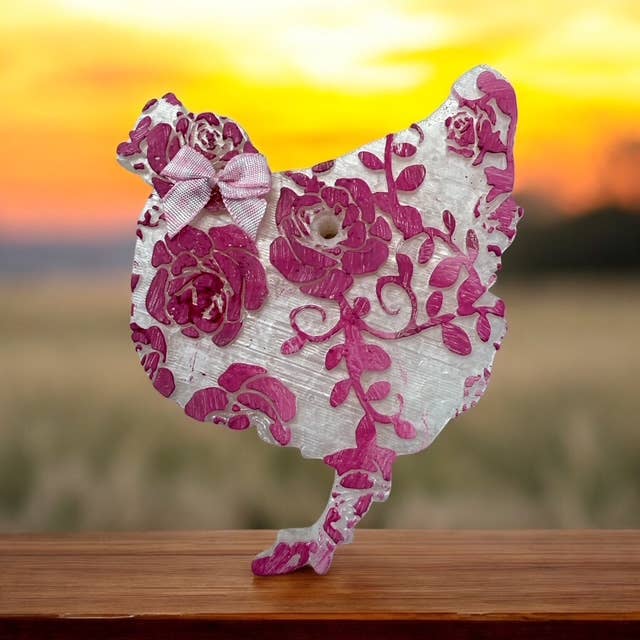 Painted Feather Scents - Wholesale Car Freshener - Women's - Farmhouse Floral Chicken