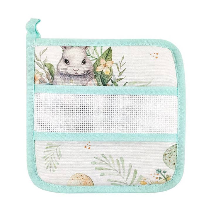 Square potholder 20x20 cm or round diameter 19 cm EASTER with band for embroidery for wholesale by Almatex srl