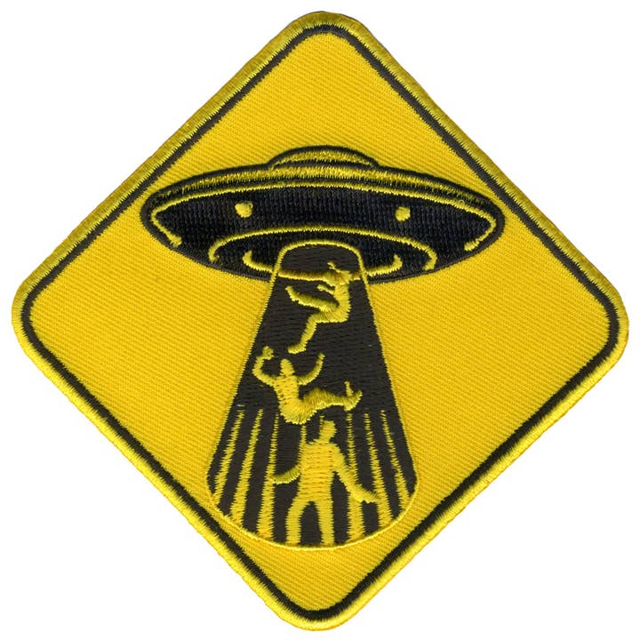 Patch „Vorsicht vor Entführung“ aus heißem Leder für den Großhandel von Hot Leathers