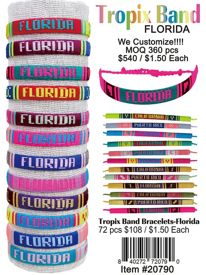 Tropix Band Bracelets-Florida for wholesale by Puka Creations