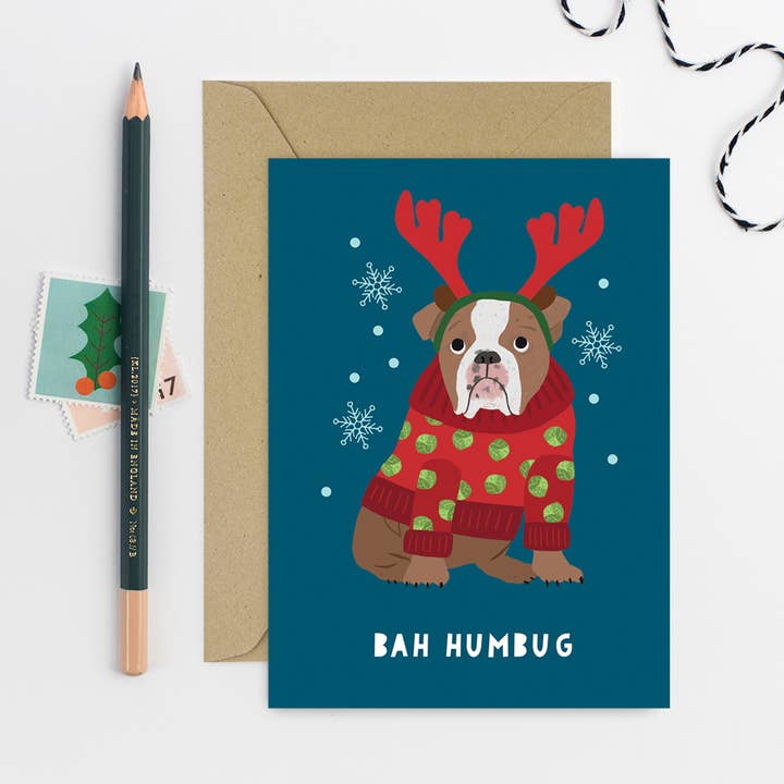 Carte de vœux Grumpy Dog | Carte de Noël | Carte de saison pour la vente par Mifkins