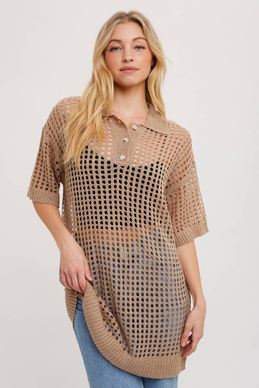 Bluivy - Wholesale Tunic - Women's - OPEN KNIT POLO SHIRT KNIT TUNIC13