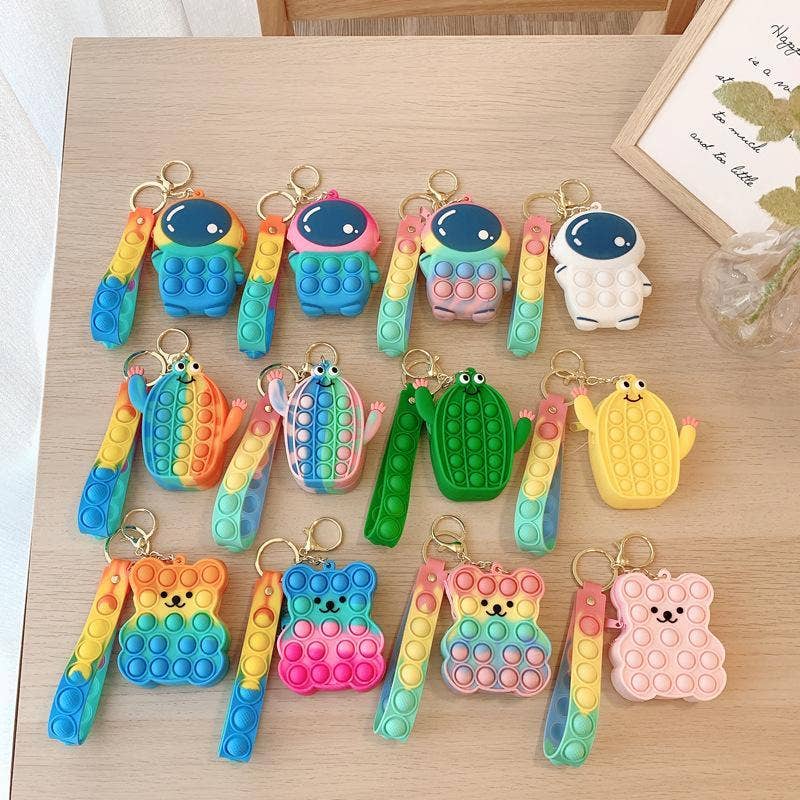 KiddieKickz - Wholesale Keychain - Kids - Small Keychain Coin Purse Spaceman Bear Fingertip Toy39