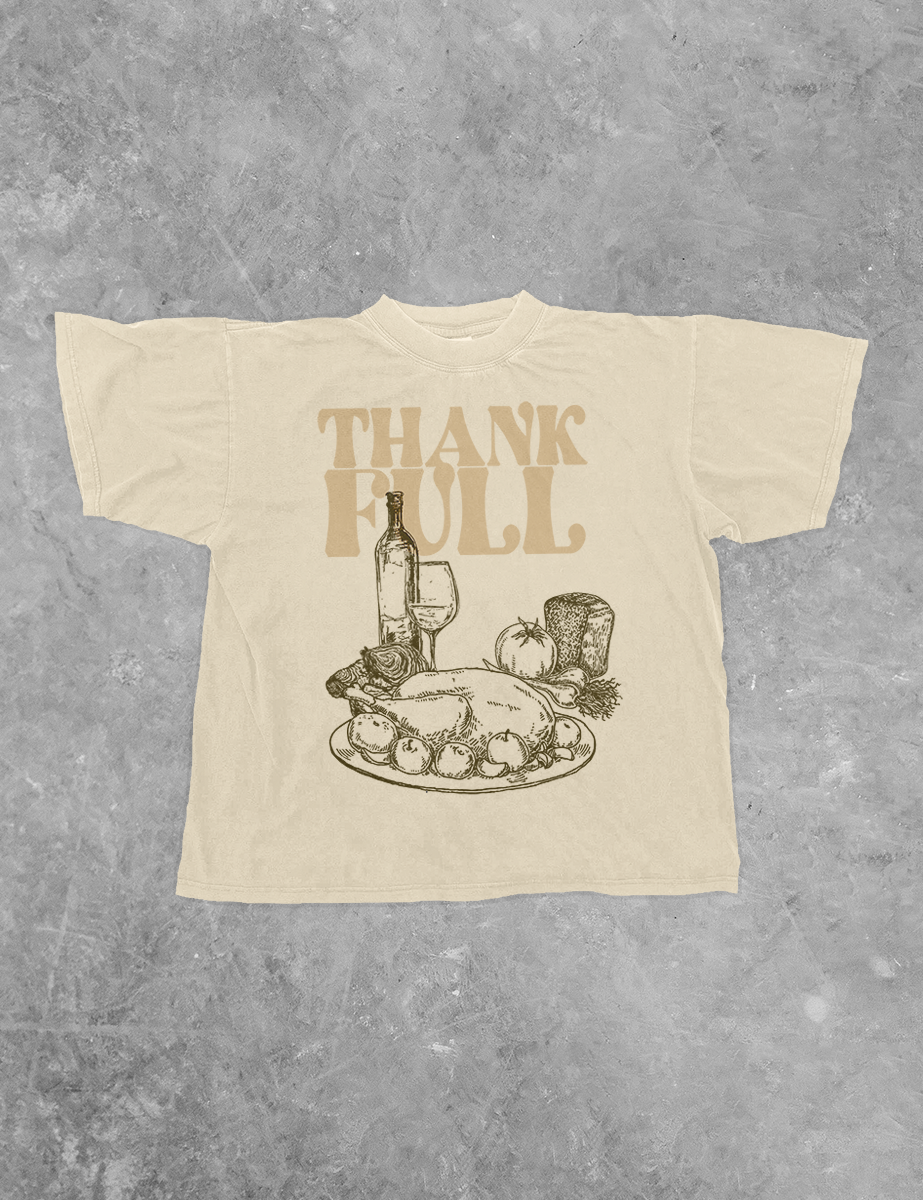 The Clandestine Underground - Venta al por mayor Camiseta serigrafiada - Unisex - ThankFULL, Camiseta de Algodón Cuadrada para la Cena de Acción de Gracias2