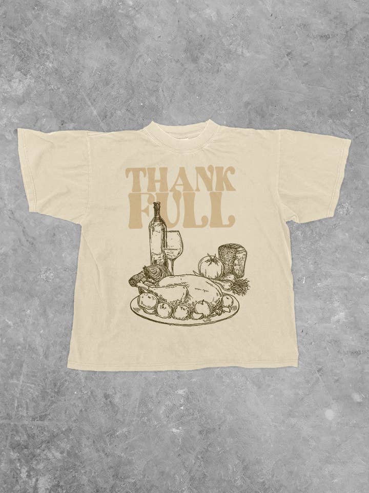 The Clandestine Underground - Venta al por mayor Camiseta serigrafiada - Unisex - ThankFULL, Camiseta de Algodón Cuadrada para la Cena de Acción de Gracias2