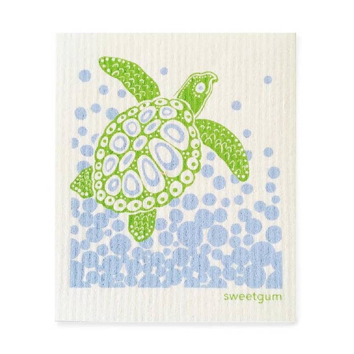 Sea Turtle Swedish Dishcloth | Green and Blue for wholesale by Sweetgum Home