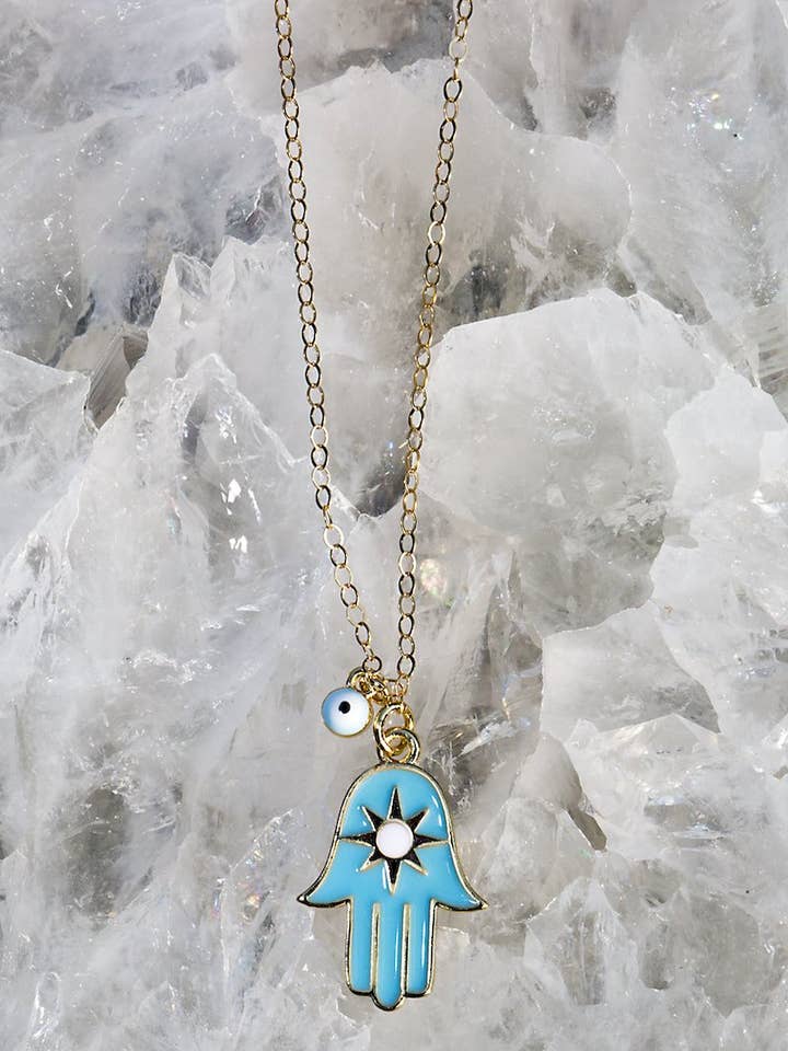 FELICIDADE HAMSA- TURQUESA por atacado de Native Gem