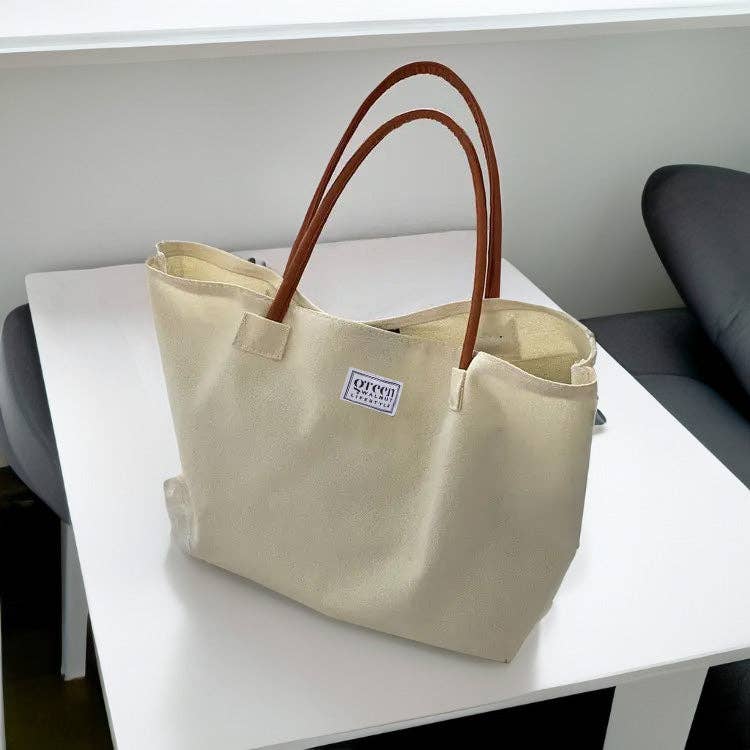 Green Walnut - Wholesale Tote Bag - Women's - Cotton Canvas Tote Bag With PU Leather Handles4