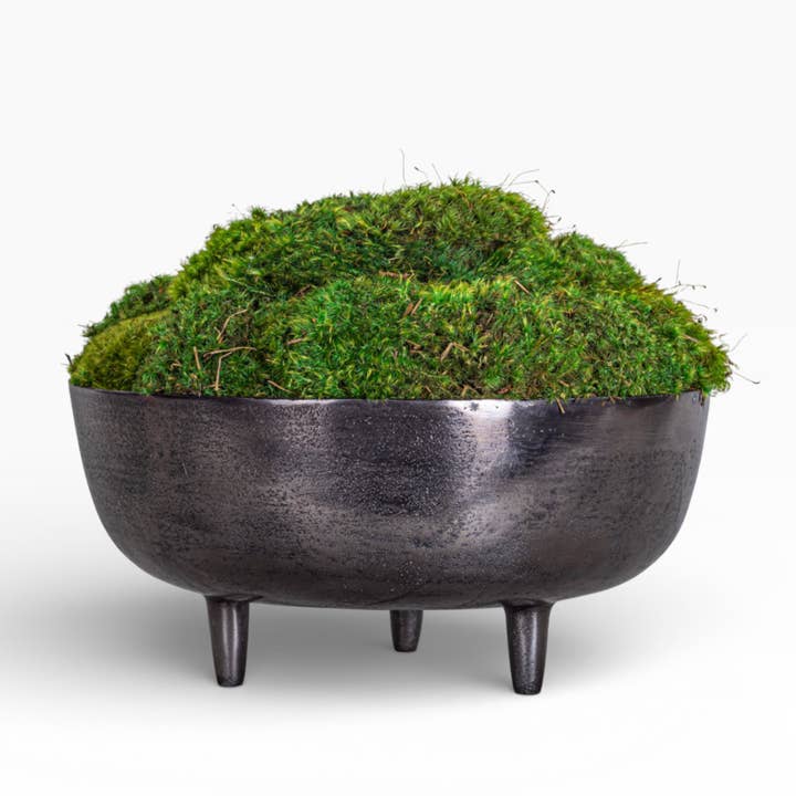 13" Ryder Bowl with Mood Moss Arrangement AR1424 for wholesale by Replica Plants and Decor