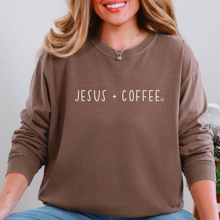Jesus + Coffee Espresso Long Sleeve T-shirt for wholesale by Never Lose Hope Designs