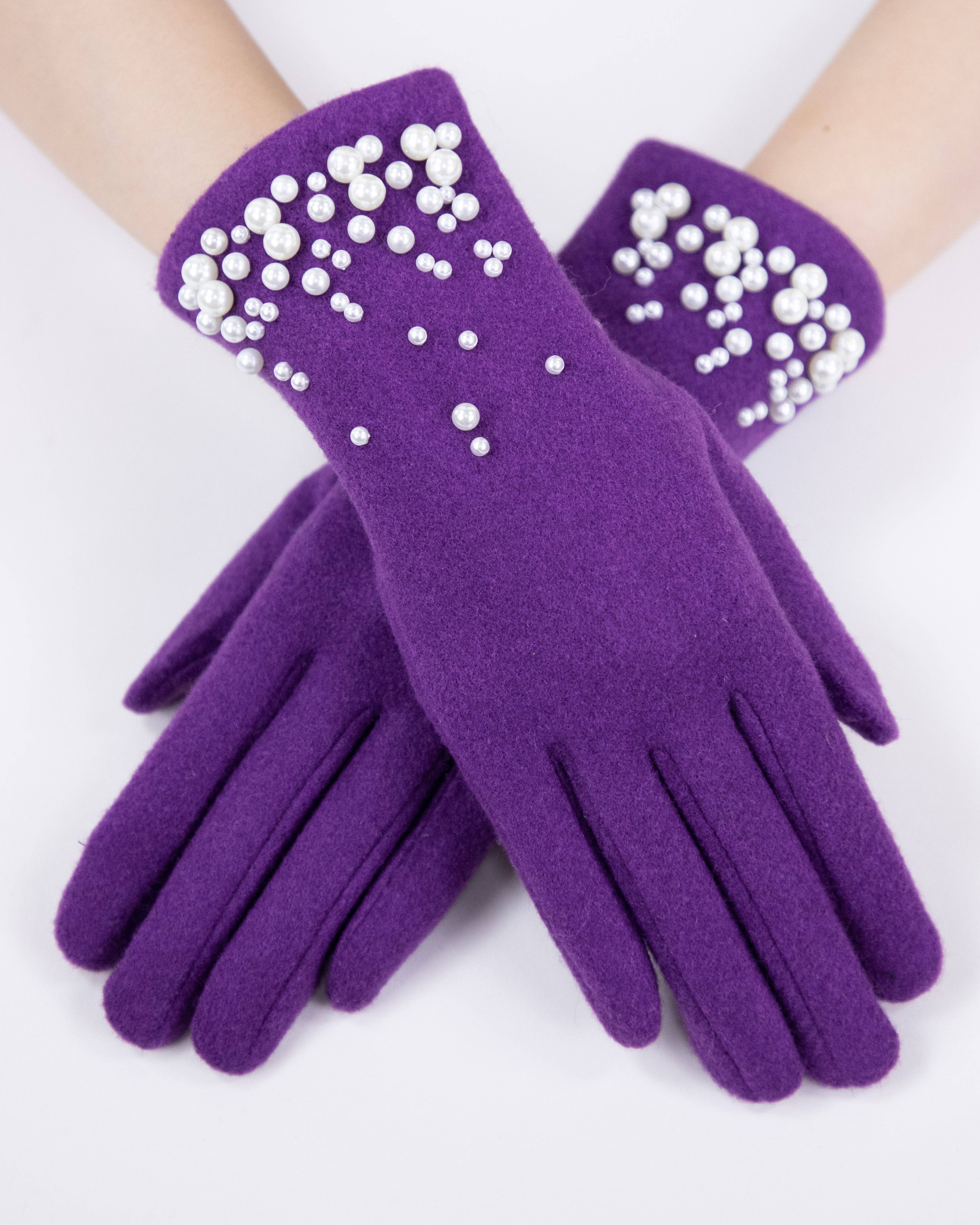 Original USA - Wholesale Gloves - Women's - Wool Felted Gloves w/ Pearls  (TS)4