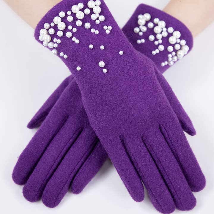 Original USA - Wholesale Gloves - Women's - Wool Felted Gloves w/ Pearls (TS)4